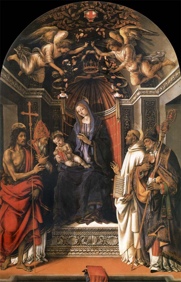 The Madonna and the Nno enthroned with the holy juan the Baptist, Victor Bernardo and Zenobio